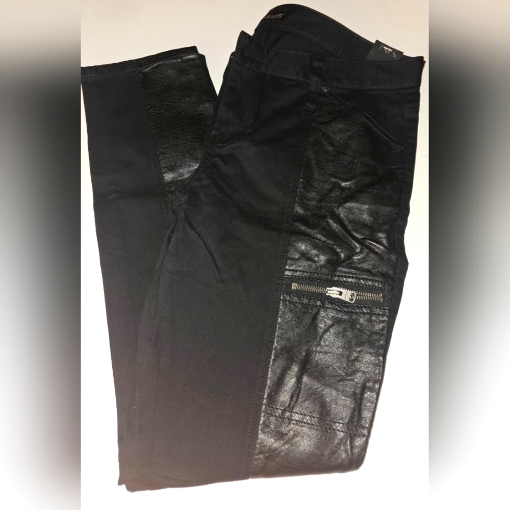 NWT Express Jeans Size 12 With leather on the front